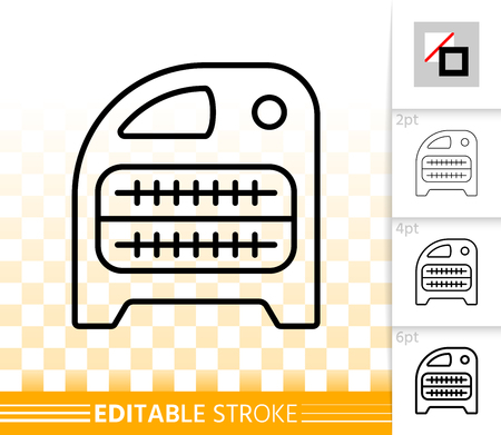 Domestic heater thin line icon. Outline sign of heatingair. Hvac linear pictogram with different stroke width. Simple vector symbol, transparent background. IR heater editable stroke icon without fillのイラスト素材