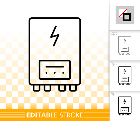 Electric water heater thin line icon. Outline sign of boiler. Climate equipment linear pictogram with different stroke width. Simple vector transparent symbol. Heater editable stroke icon without fill