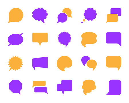 Speech Bubble silhouette icons set Isolated sign kit of comic tell Chat Communication pictogram badge, label, advertisement announcement Simple speech bubble contour symbol Vector Icon shape for stampのイラスト素材