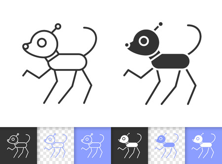 Robot Dog black linear and silhouette icons. Thin line sign of russian toy terrier. Chihuahua outline pictogram isolated on white, color transparent. Vector Icon shape. Robot Dog simple symbol closeupのイラスト素材