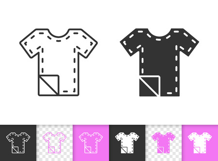 Sewing pattern black linear and silhouette icons. Thin line sign of sewing. Stitch outline pictogram isolated on white, transparent background. Vector Icon shape. Sewing Pattern simple symbol closeupのイラスト素材