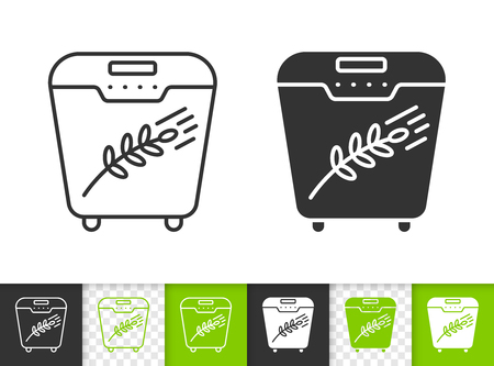 Bread Maker black linear and silhouette icons. Thin line sign of baker. Kitchen Equipment outline pictogram isolated on white, transparent backdrop. Vector Icon shape Bread Maker simple symbol closeupのイラスト素材