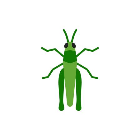 Grasshopper single flat icon. Insect simple sign in cartoon style. Cricket Bug pictogram Wildlife symbol.のイラスト素材