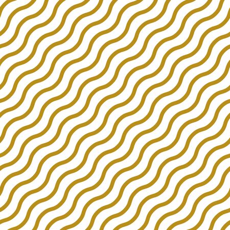 Simple gold wavy line on white seamless pattern abstract background. Christmas season, birthday holiday gift paper wrap. Repeat ornament for fabric print, wallpaper decor. Flat vector illustrationのイラスト素材