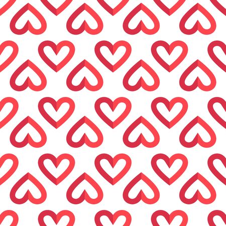Heart seamless pattern. Love, valentines day, wedding, romantic symbol. Paper style pink, red hearts sign repeat ornament background for paper wrap, fabric print, wallpaper decor. Vector illustrationのイラスト素材