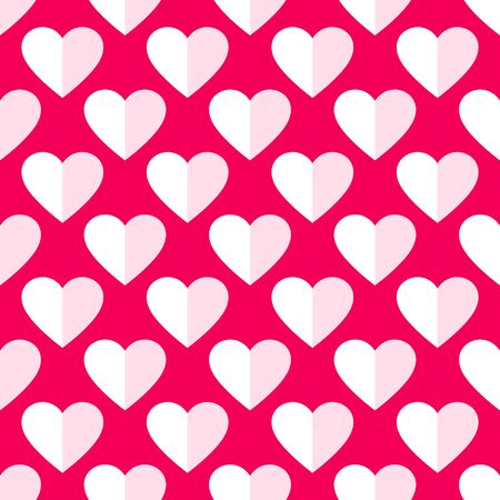 Heart seamless pattern. Love, valentines day, wedding, romantic symbol. Paper style hearts sign repeat ornament pink, red background for paper wrap, fabric print, wallpaper decor. Vector illustrationのイラスト素材