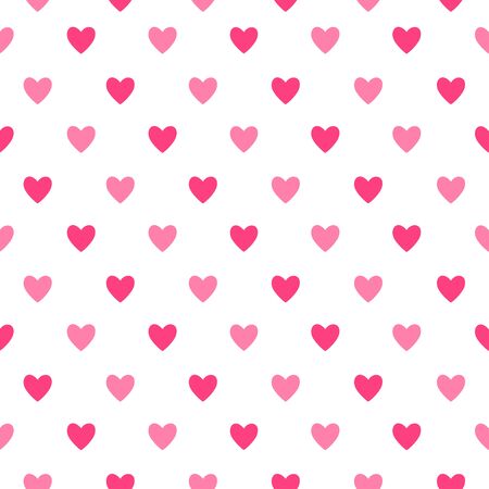 Heart seamless pattern. Love, valentines day, wedding, romantic symbol. Pink, red hearts signs, repeat ornament, background for paper wrap, fabric print, wallpaper decor. Vector illustrationのイラスト素材