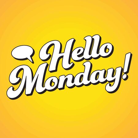 Hello Monday typography on yellow backgroundのイラスト素材