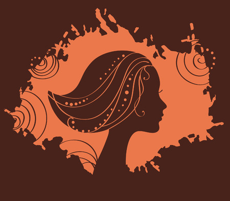beauty woman silhouette illustrationのイラスト素材