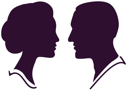 man and woman face profileのイラスト素材