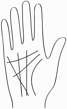 hand, Chiromancy lines, Black contour of a palmのイラスト素材