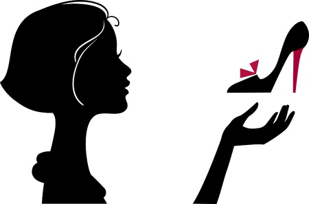 beautiful elegant fashion girl with shoeのイラスト素材