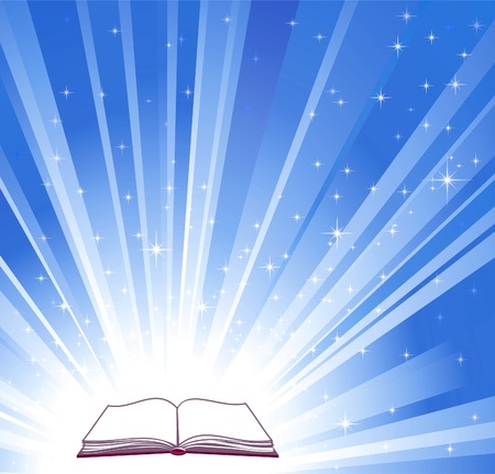 Open book and blue bright background, vector illustrationのイラスト素材