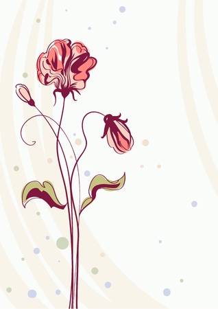 Greeting card with flowers, vector background のイラスト素材