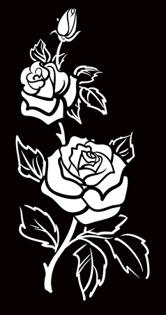 Vector graphic art of Rose flower with leavesのイラスト素材
