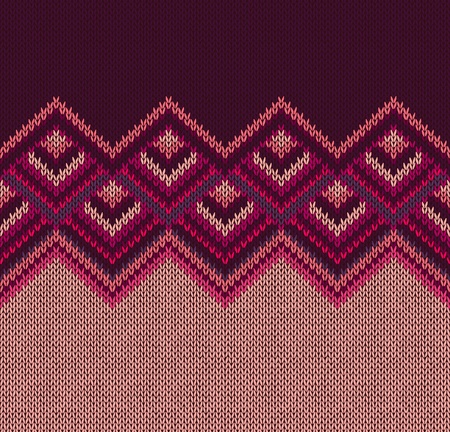 Beautiful Knitted Fabric Pattern, Red Pink Knit Style Seamless Vintage Textureのイラスト素材