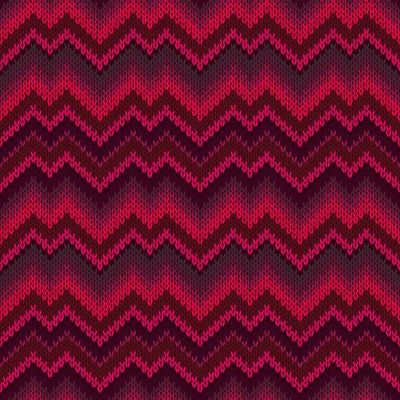 Red Zigzag Wave Style Passion Seamless Ornamental Knitted Patternのイラスト素材