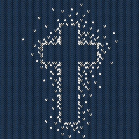 Style Seamless Blue White Color Male Knitted Pattern with Stylized Crossのイラスト素材