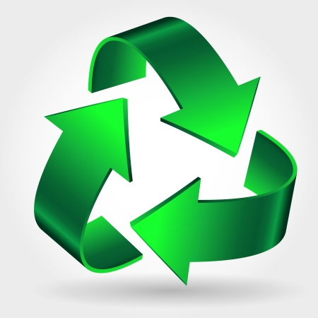 Recycle Symbol Icon, Green Arrows Sign Isolated On Whiteのイラスト素材