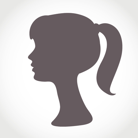 Girl face silhouette isolated on white. Simple abstract portraitのイラスト素材