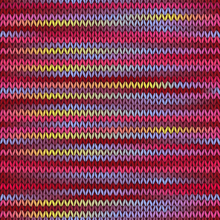 Style Seamless Knitted Melange Pattern. Red Blue Yellow Pink Color Vector Illustrationのイラスト素材