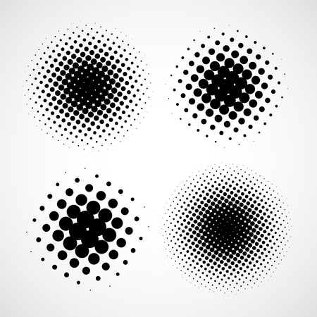 Abstract Halftone Backgrounds. Vector Set of Isolated Modern Design Elementのイラスト素材