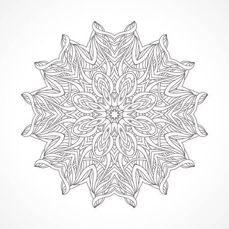Mandala. Ethnic decorative elements Indian, Islam, arabic motifs. Round ornament with  pattern. Isolated on white delicate lace napkinのイラスト素材