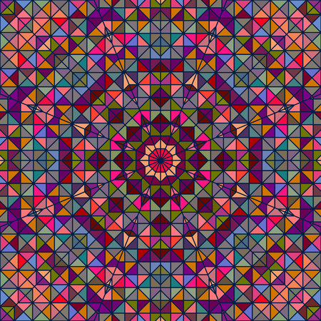 Abstract Colorful Digital Decorative Flower Star. Geometric Contrast Line Trendy Banner. Blue Green Orange Red Cyan Holiday Backdropのイラスト素材