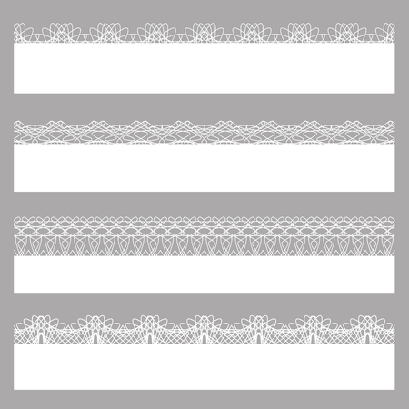 Lace borders. Set of white seamless patternsのイラスト素材