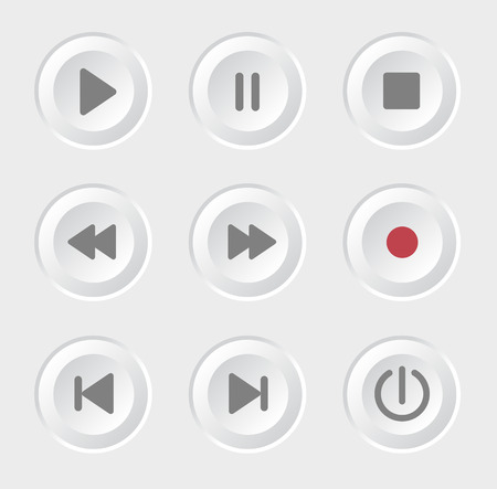 Player navigation buttons set. White sensory control panelのイラスト素材