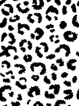 Seamless leopard fur pattern. Fashionable wild leopard print background. Modern panther animal fabric textile print design. Stylish vector black and white color illustration.のイラスト素材