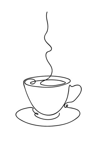 Continuous line drawing of cup of coffee Continuous line drawing of cup of coffee