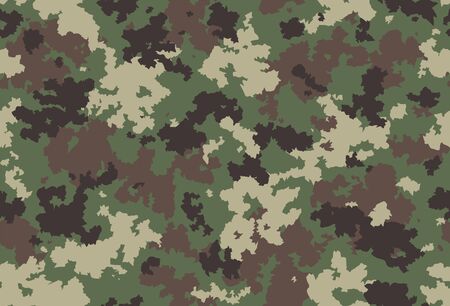 Seamless classic camouflage pattern. Camo fishing hunting vector background. Masking green brown beige color military texture wallpaper. Army design for fabric paper vinyl printのイラスト素材