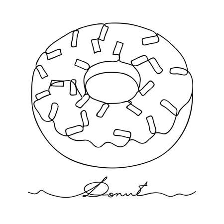 Donut isolated on white background. Hand drawn vector illustration line art styleのイラスト素材