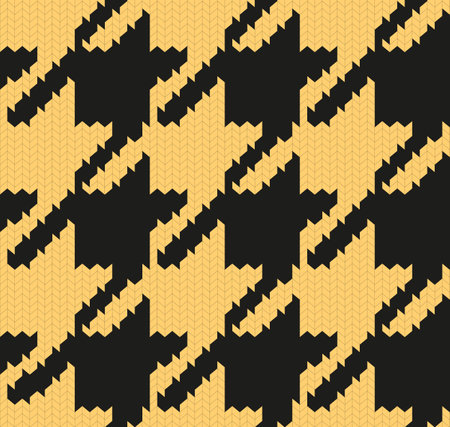 Back and yellow jacquard knitted seamless pattern. Fashion goose foot design. Knitwere background. Vector illustration.のイラスト素材