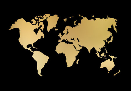 World map. Golden silhouette vector illustration.のイラスト素材