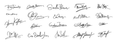 Autographs Set. Collection of Business Contract Signaturesのイラスト素材