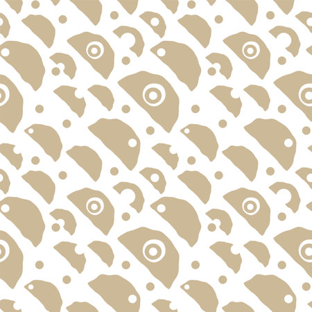 Beige and white cute Seamless repeat pattern with half circle and small empty circles at an angleのイラスト素材