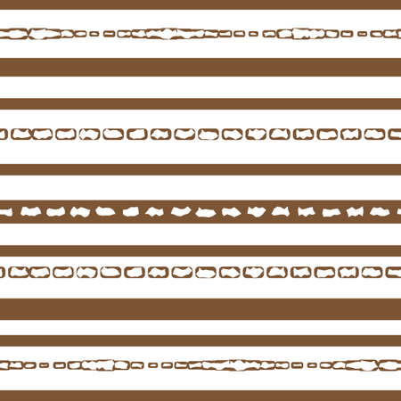 Simple winter abstract vector Brown white repeat seamless pattern. Illustration contains rectangles and lines of different thicknessのイラスト素材