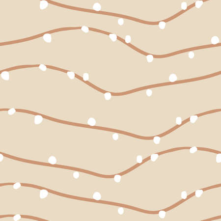 Abstract winter hand drawn seamless pattern like knitted sweater element or light bulbs, garland for Christmas time. Vector illustration in beige, white, blue, red colors.のイラスト素材