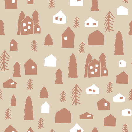 Beige white hand drawn vector seamless pattern. Illustration can be used for design for fabric, curtain, background, carpet, wallpaper, clothing, wrapping paperのイラスト素材