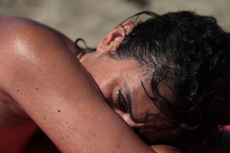 girl tanningの写真素材