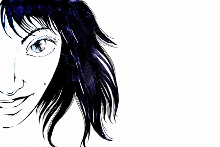 drawing the girl s faceの写真素材