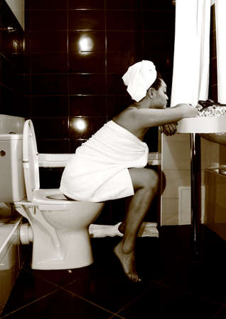 girl in the bathroomの写真素材