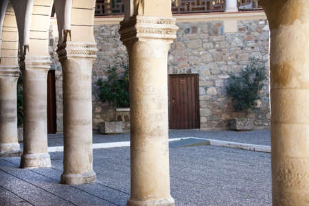 background with columns of an old templeの写真素材