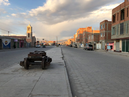 Street view of the Uyuni town in Bolivia