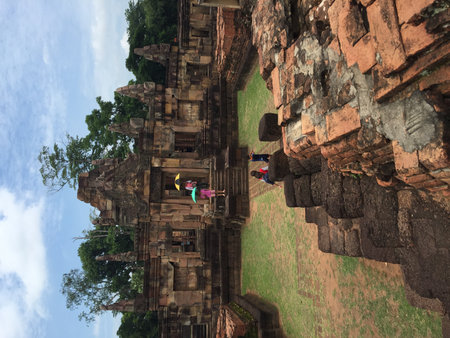 Stone structure at Prasat Muang Tam in Buriram, Thailandの写真素材