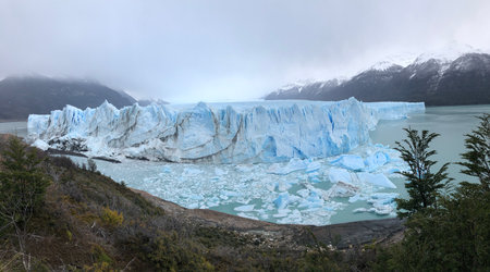 Panoramic view of glacier at Perito Moreno Glacier, Patagonia, Argentina, South America