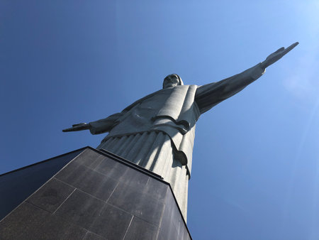 Christ the Redeemer at the top of Corcovado Mountain in Rio de Janeiro, Brazilの写真素材