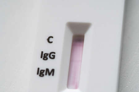 Quick test or diagnostic test to detect Covid-19 or SARS-CoV-2 in humans. Detects igg and igm by obtaining antibodies.の写真素材